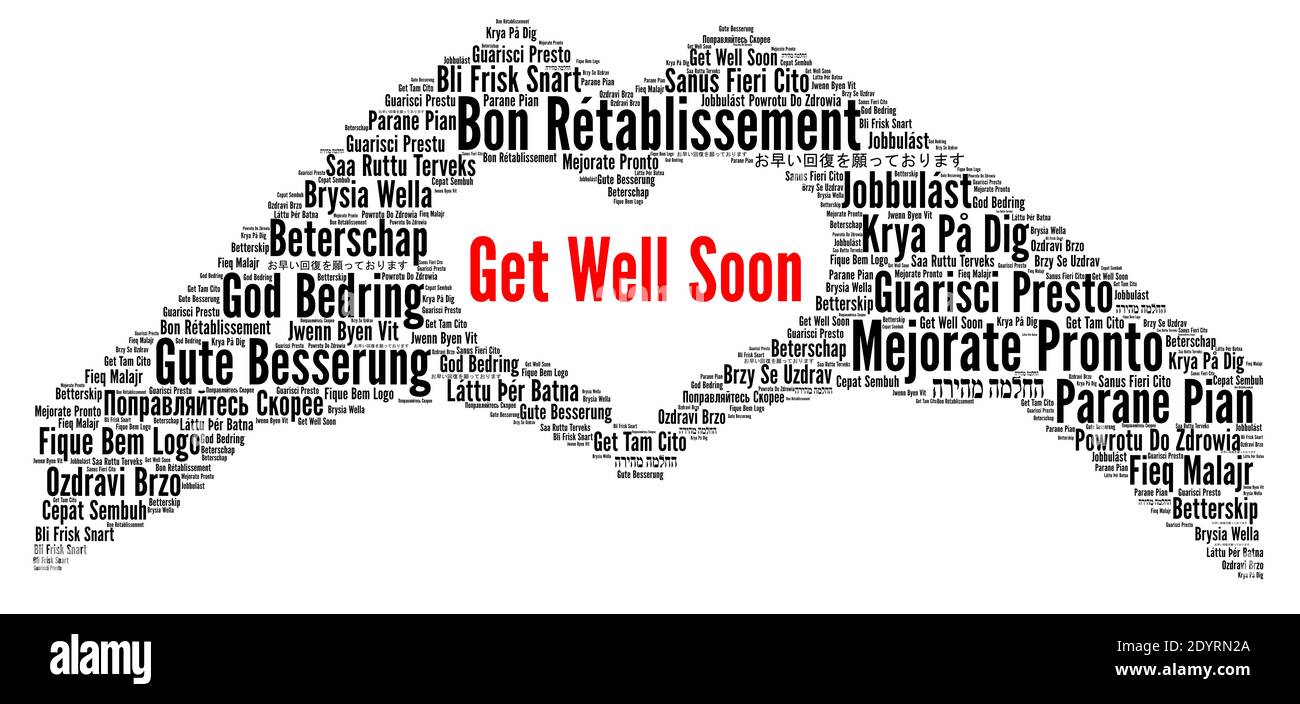 Get well soon word cloud in different languages Stock Photo