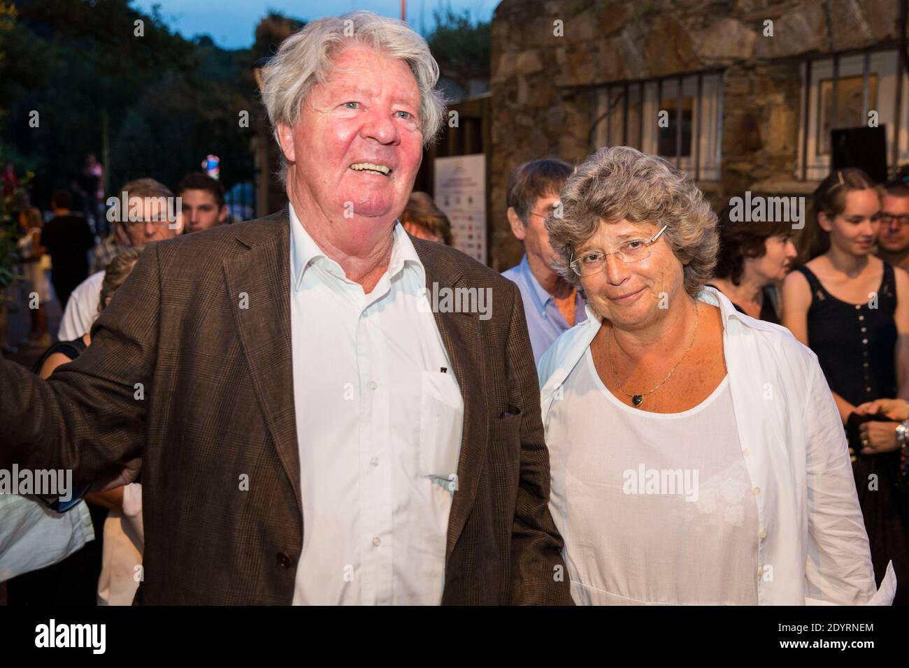 Cartoonist Sempe and festival director Jacqueline Franjou pose during the 29th Festival de Ramatuelle theatre festival, in Ramatuelle, southern France on August 7, 2013. Photo by Cyril Bruneau/ABACAPRESS.COM Stock Photo