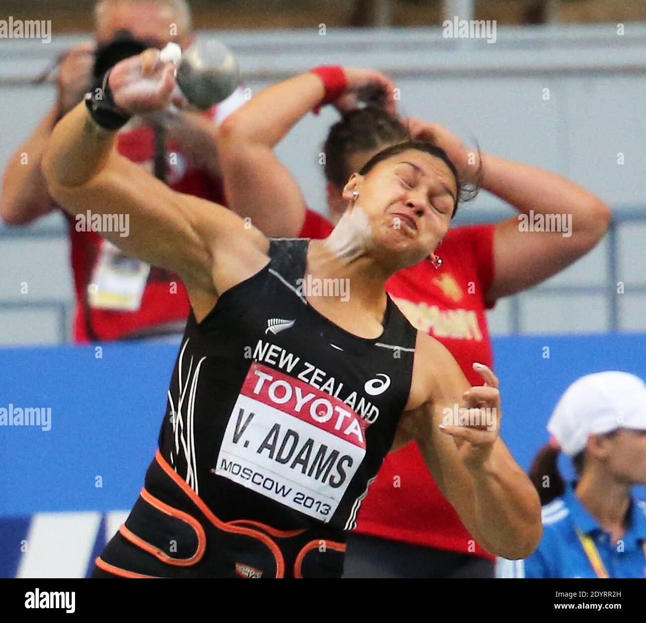 New Zealand's Valerie Adams competes during the women's shot put final