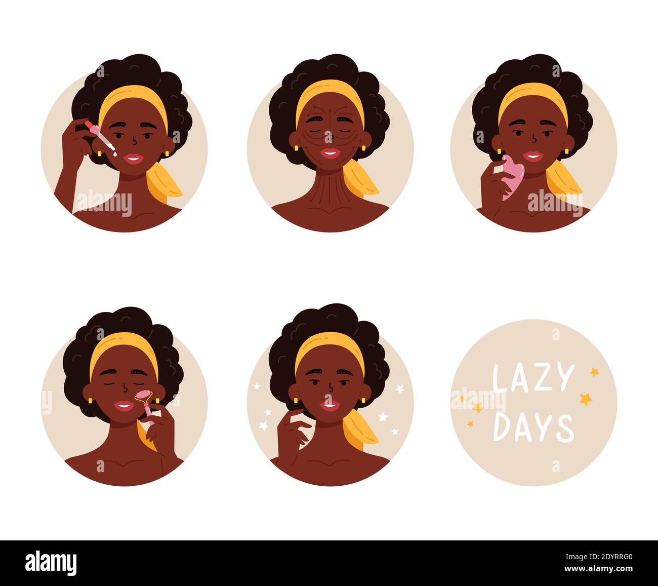 Antiaging skin care method step by step. Gua Sha Stock Vector Image