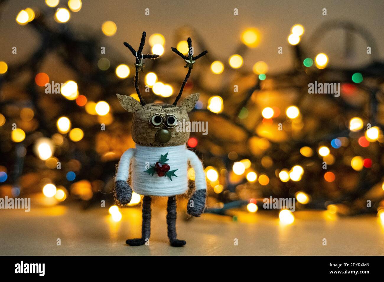 Creative Christmas. Winter Scene. Christmas Concept. cork deer. festive