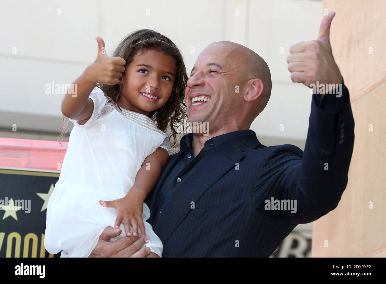 Vin Diesel and daughter Hania during a ceremony honoring Vin Diesel with  the 2,504th Star on the Hollywood Walk of Fame, in Los Angeles, CA, USA on  August 26, 2013. Photo by, image size:1300x956