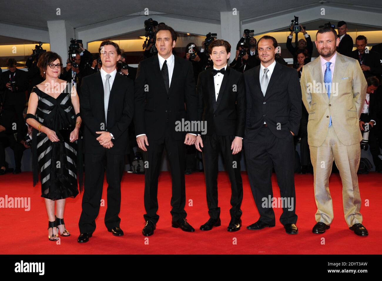 Producer Christopher Woodrow, actors Ronnie Blevins, Tye Sheridan, Nicolas Cage, director David Gordon Green and producer Lisa Muska attending the premiere for the film Joe as part of the 70th Venice International Film Festival (Mostra), at Lido island in Venice, Italy, on August 30, 2013. Photo by Aurore Marechal/ABACAPRESS.COM Stock Photo