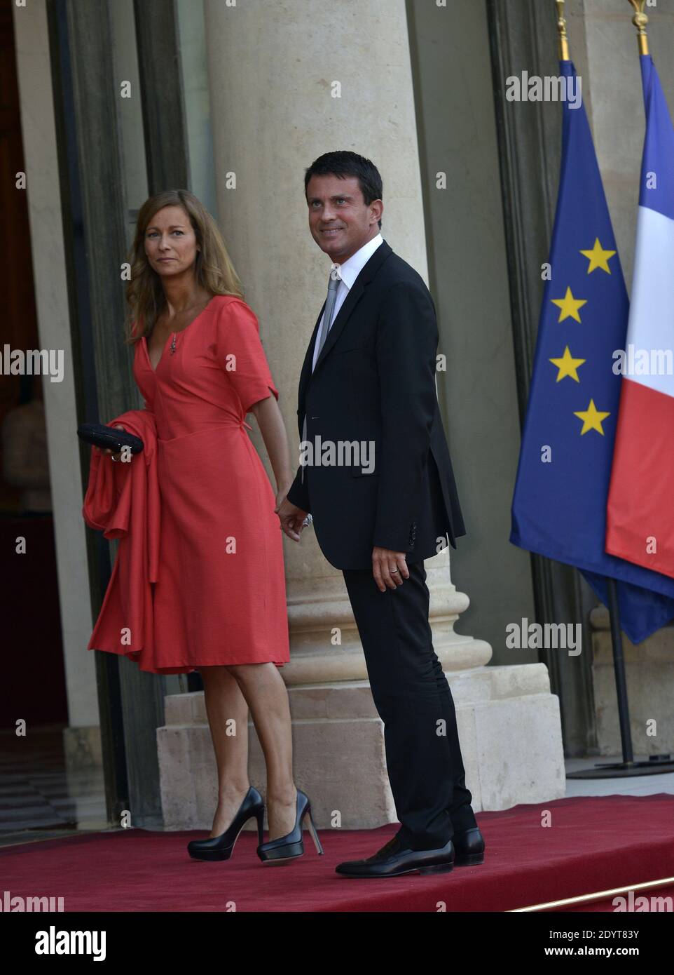 French Interior Minister Manuel Valls and his wife Anne Gravoin arriving at a state dinner for German President Joachim Gauck at the Elysee Palace on September 3, 2013 in Paris, France. Photo by Mousse/ABACAPRESS.COM Stock Photo