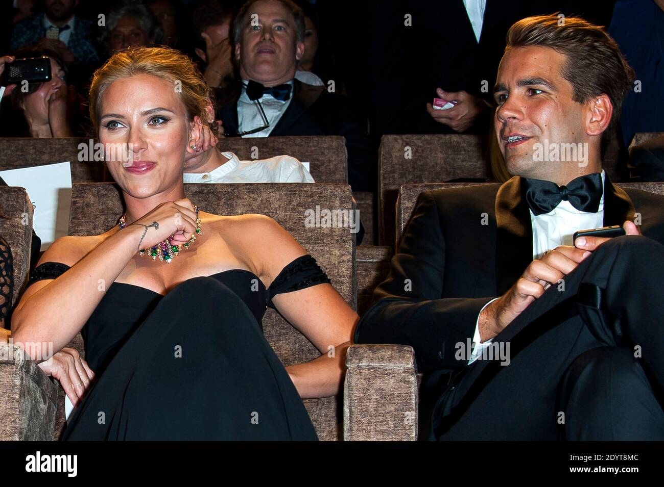 Scarlett Johansson And Boyfriend Romain Dauriac Inside The Sala Grande For Under The Skin Premiere During The 70th Venice International Film Festival Held At Sala Grande In Venice Italy On September 3 Scarlett Johansson And Boyfriend Romain Dauriac Inside The Sala Grande For Under The Skin Premiere During The 70th Venice International Film Festival Held At Sala Grande In Venice Italy On September 3
