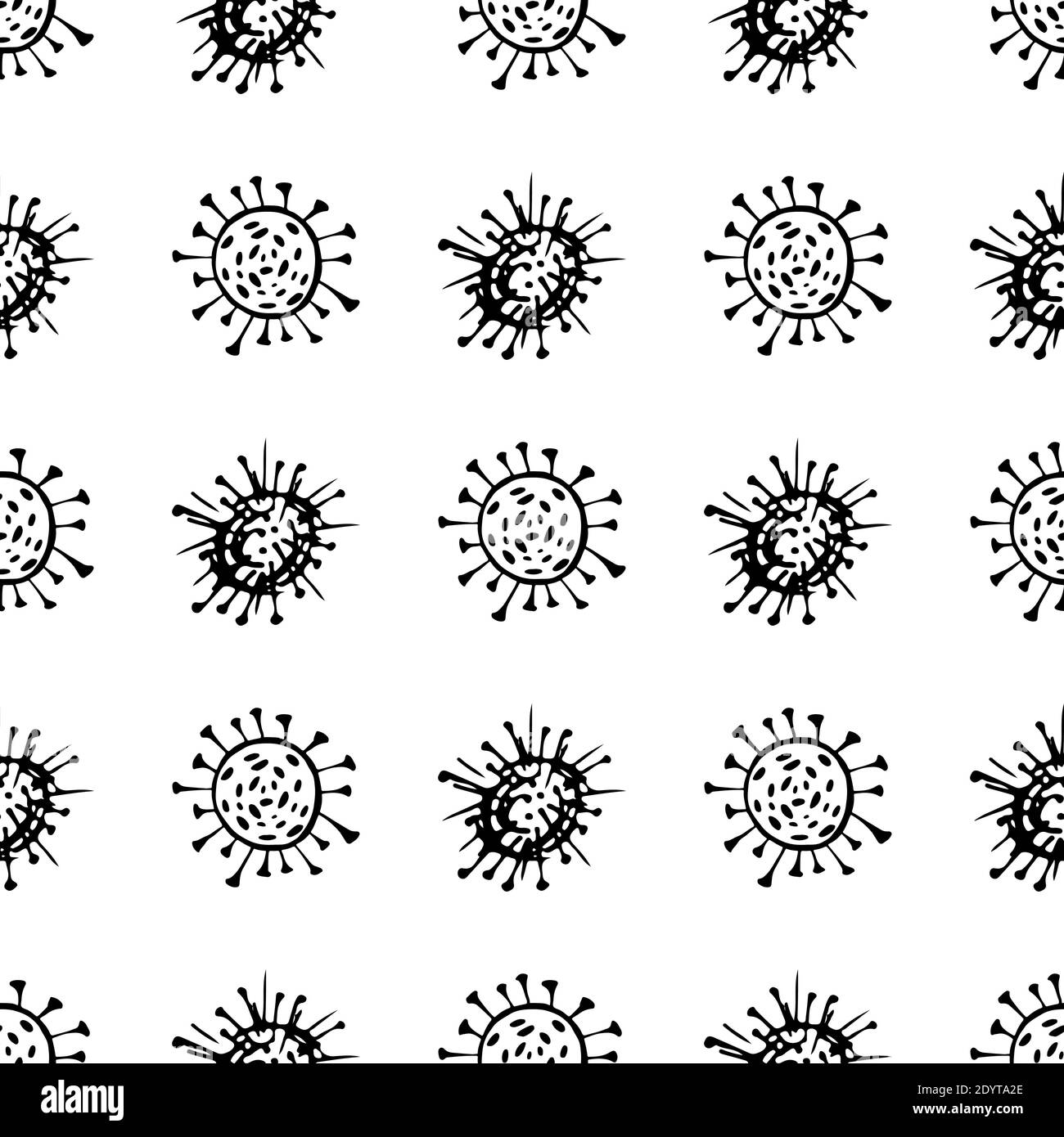 Seamless pattern of coronavirus microbes. Coronavirus 2019-nCoV. Doodle ...