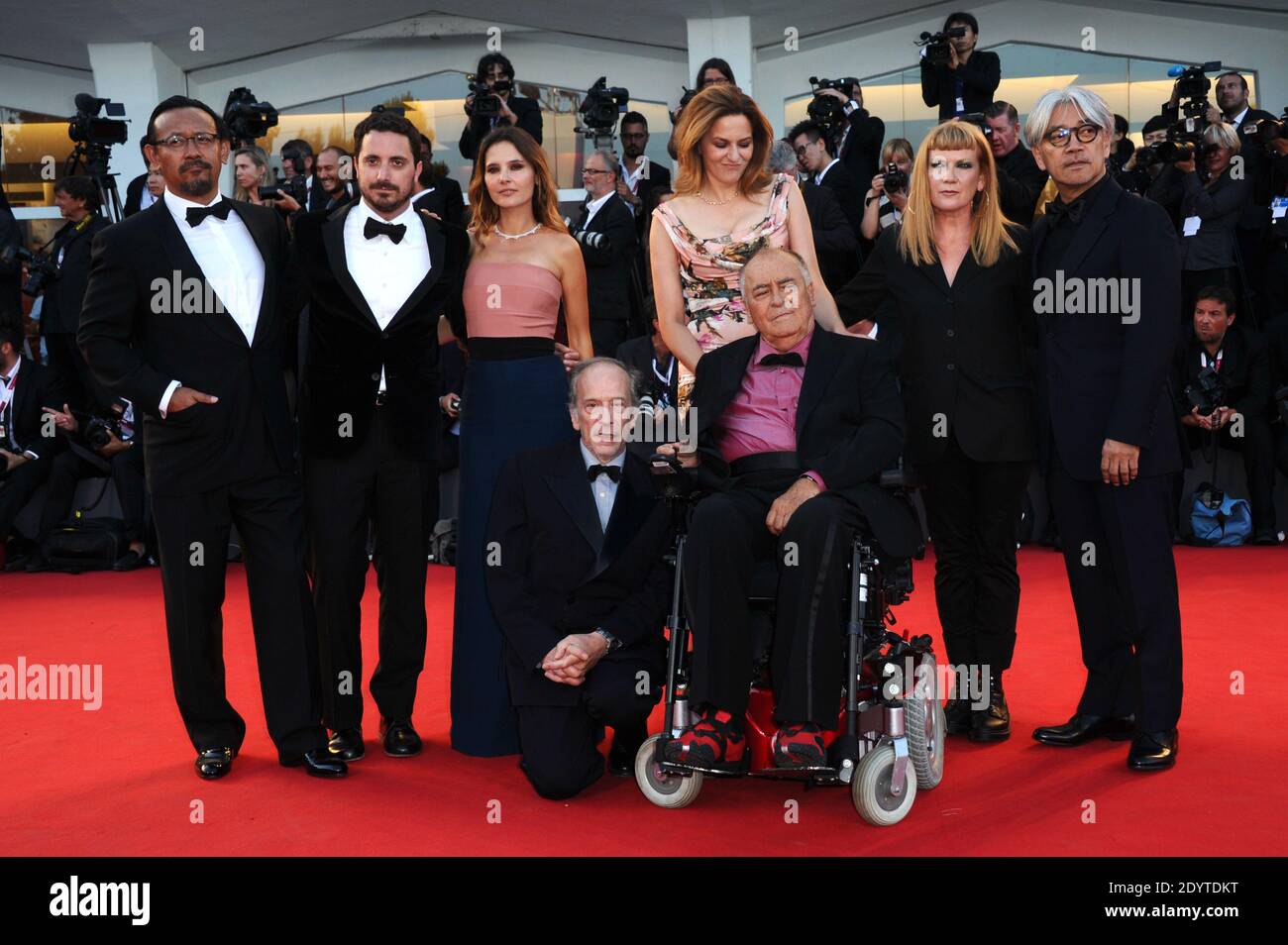 Japanese composer, musician and producer Ryuichi Sakamoto, British director Andrea Arnold, German actress Martina Gedeck, French actress Virginie Ledoyen, Chilean director, screenwriter and producer Pablo Larrain, Chinese actor and director Jiang Wen, Italian director and president of the jury Bernardo Bertolucci and Swiss French director of photography Renato Berta attending the Closing Ceremony of the 70th Venice International Film Festival (Mostra), at Lido island in Venice, Italy, on September 07, 2013. Photo by Aurore Marechal/ABACAPRESS.COM Stock Photo