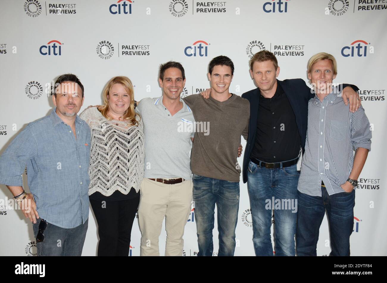 Danny Cannon, Julie Plec, Greg Berlanti, Robbie Amell, Mark Pellegrino and Phil Klemmer arrive for 2013 PaleyFestPreviews: Fall TV with The CW 'The Tomorrow People' held at Paley Center in Beverly Hills, Los Angeles, CA, USA on September 7, 2013. Photo by Tonya Wise/ABACAPRESS.COM Stock Photo