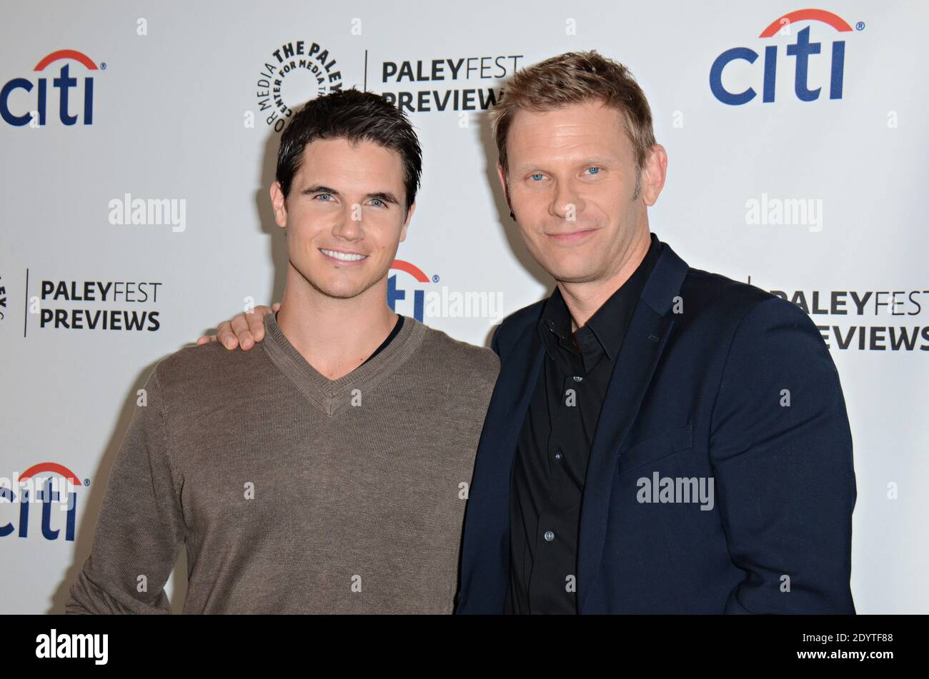 Robbie Amell and Mark Pellegrino arrive for 2013 PaleyFestPreviews: Fall TV with The CW 'The Tomorrow People' held at Paley Center in Beverly Hills, Los Angeles, CA, USA on September 7, 2013. Photo by Tonya Wise/ABACAPRESS.COM Stock Photo