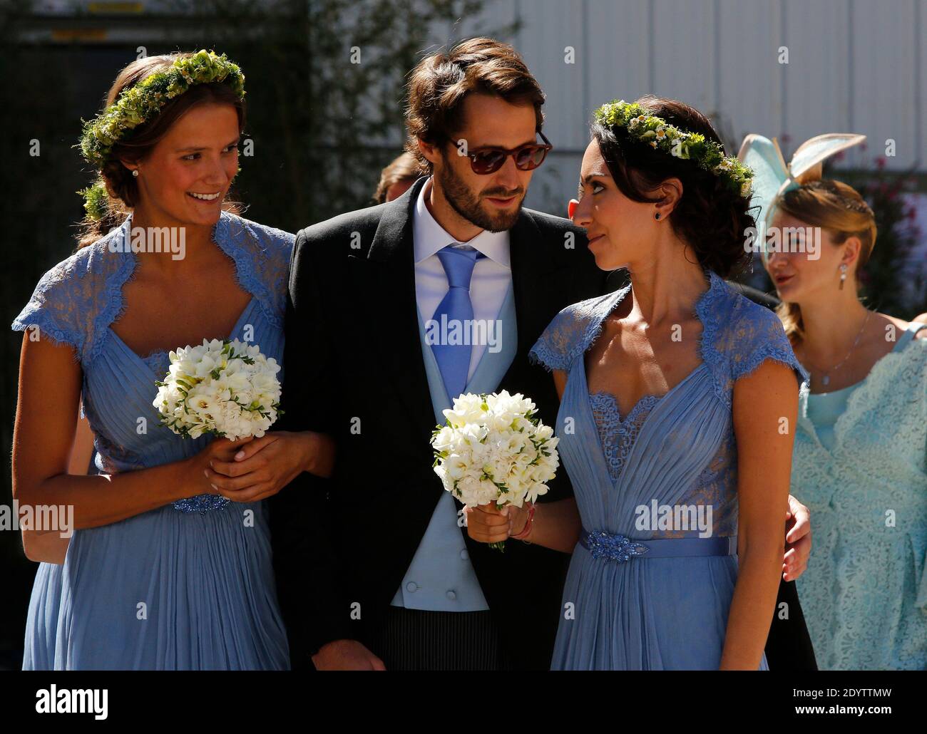 Guests pose after the religious wedding of Prince Felix and Princess Claire of Luxembourg at Sainte-Marie-Madeleine basilica, in Saint-Maximin-la-Sainte-Baume, southern France on September 21, 2013. Photo by ABACAPRESS.COM Stock Photo