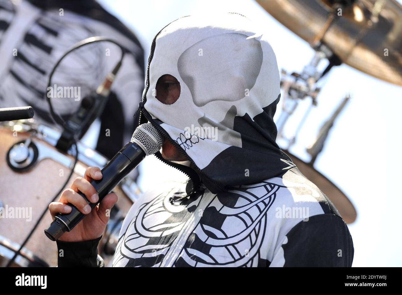 Tyler Joseph of Twenty One Pilots performs at the iHeart Village during the 2013 iHeartRadio Music Festival at the MGM Grand Arena in Las Vegas, NV, USA, on September 21, 2013. Photo by Lionel Hahn/ABACAPRESS.COM Stock Photo