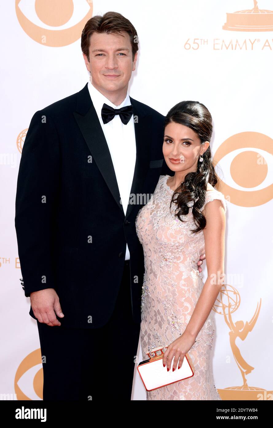 Nathan Fillion and Mikaela Hoover arrive at the 65th Annual Primetime