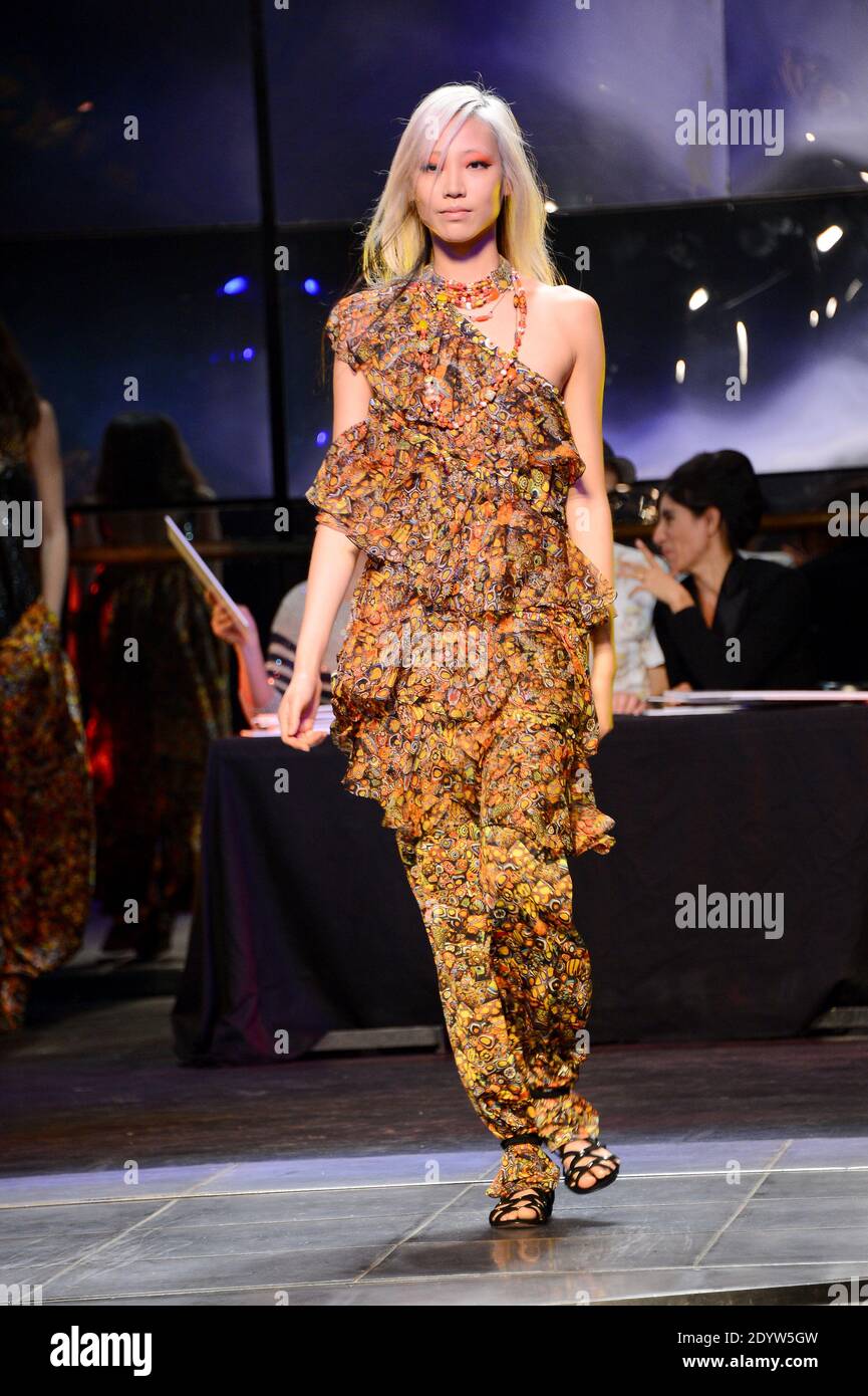 A model displays a creation by designer Jean-Paul Gaultier for his ...