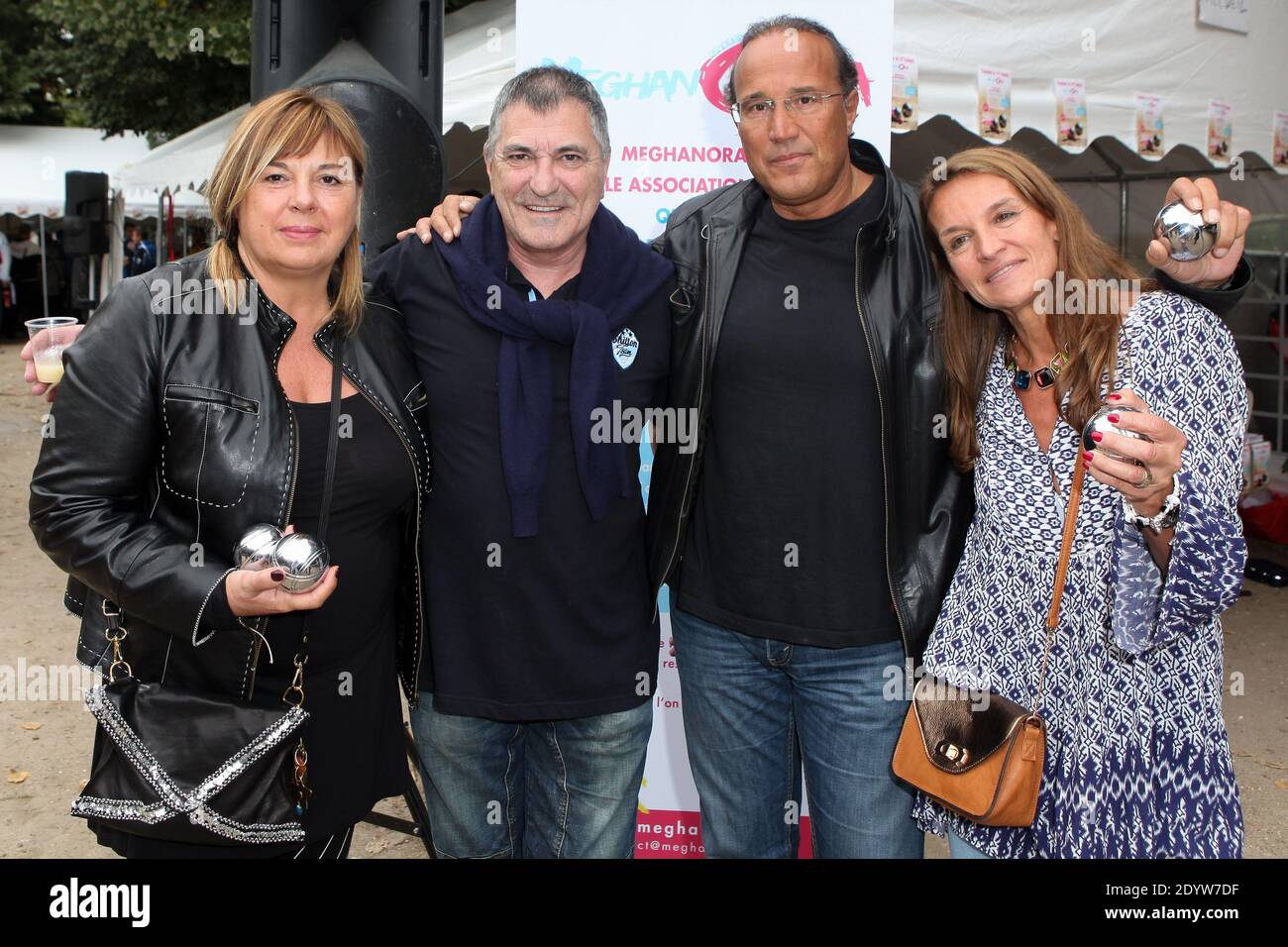 Michelle Bernier, Jean-Marie Bigard, Patrick Antonini and Martine Boukobza  attending The Petanque Tournament to benefit the association 'Meghanora'  held at Place des Invalides in Paris, France, on September 29, 2013. Photo  by