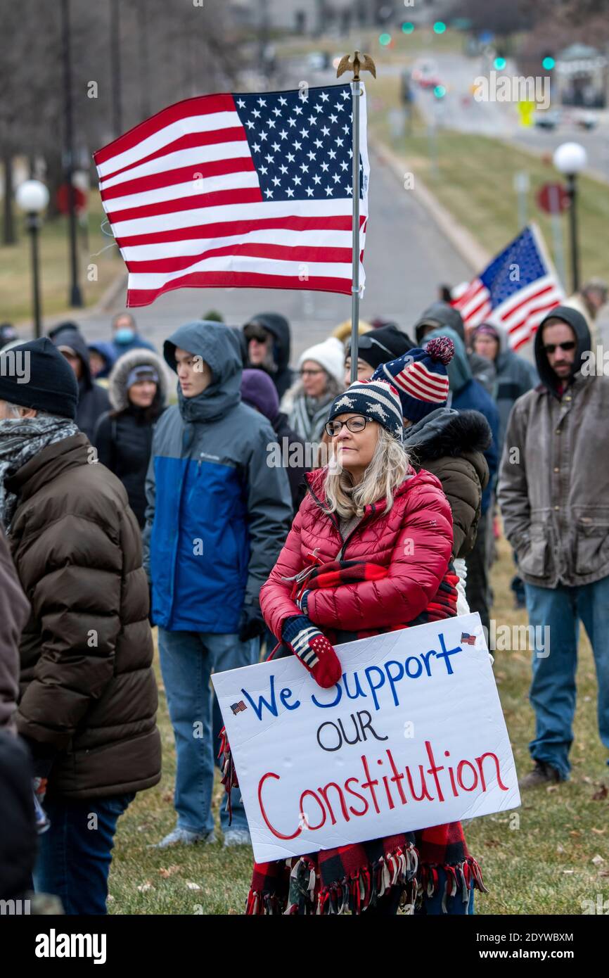 St. Paul, Minnesota. Stop the steal and seek the truth and encourage action rally for president Trump at the State Capitol. Stock Photo