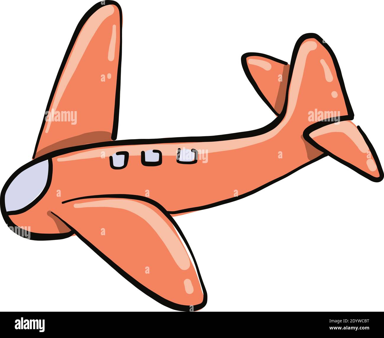 Orange airplane, illustration, vector on a white background. Stock Vector