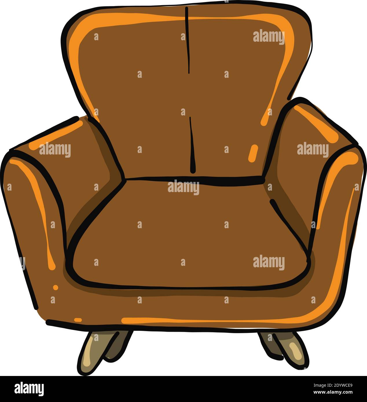 Big brown armchair, illustration, vector on a white background Stock