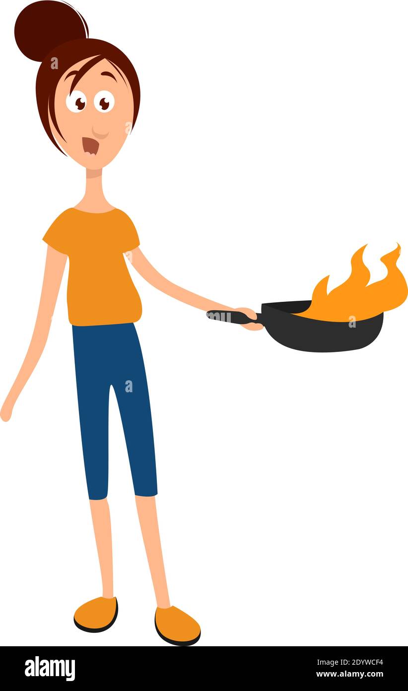 Bad cook, illustration, vector on a white background. Stock Vector