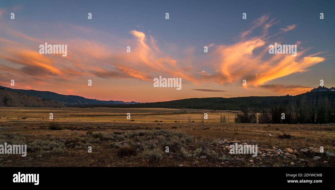 Stanley Basin Sunset, east side of Idaho's Sawtooth Mountains, USA Stock Photo
