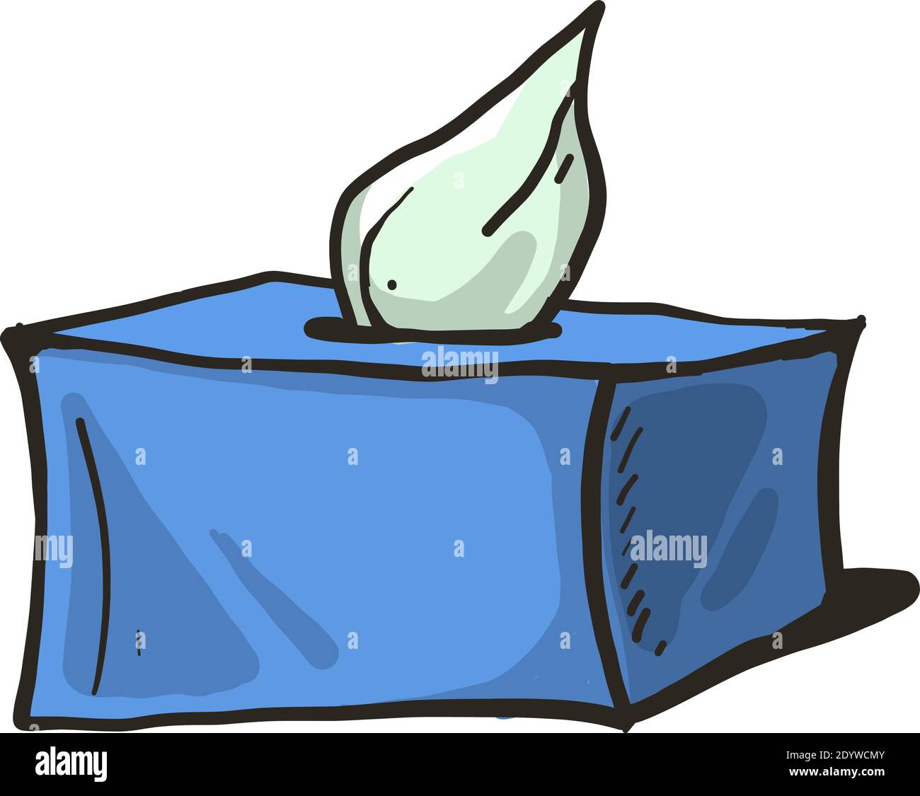 Blue napkin box, illustration, vector on a white background Stock