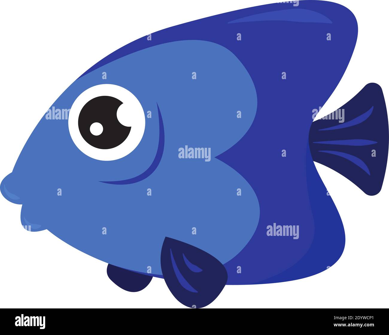 Blue fish, illustration, vector on a white background Stock Vector ...