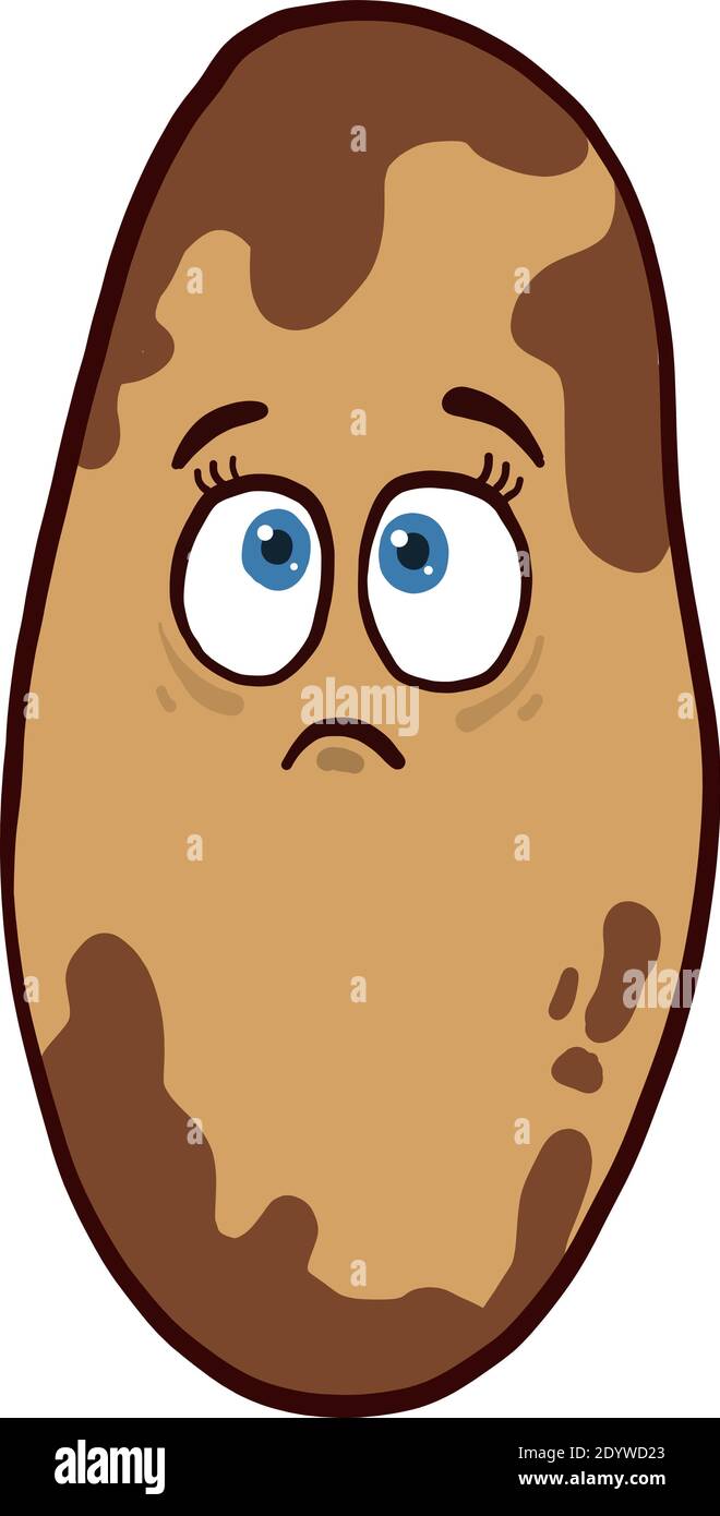 Sad nut, illustration, vector on a white background. Stock Vector