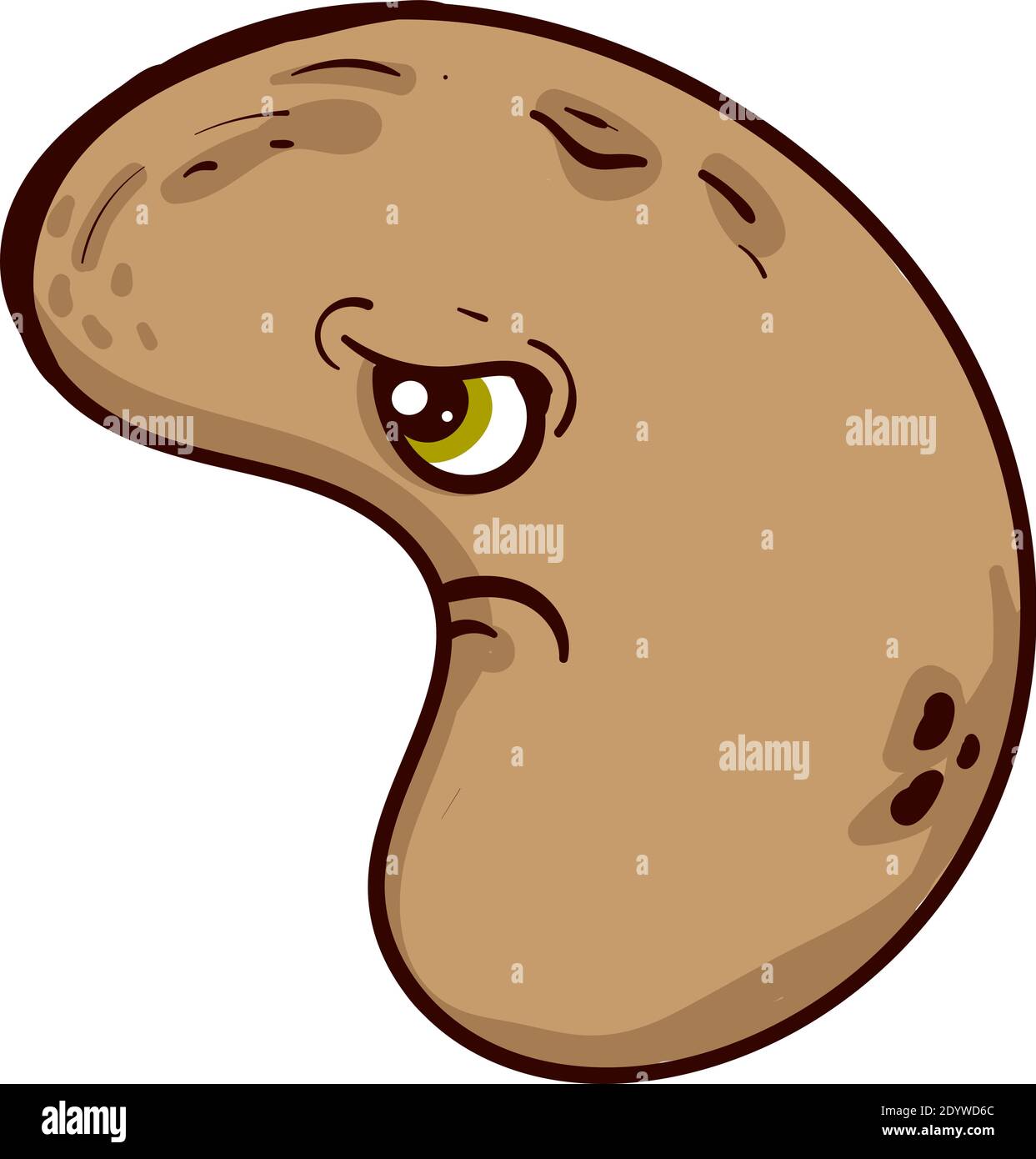 Sad cashew, illustration, vector on a white background. Stock Vector