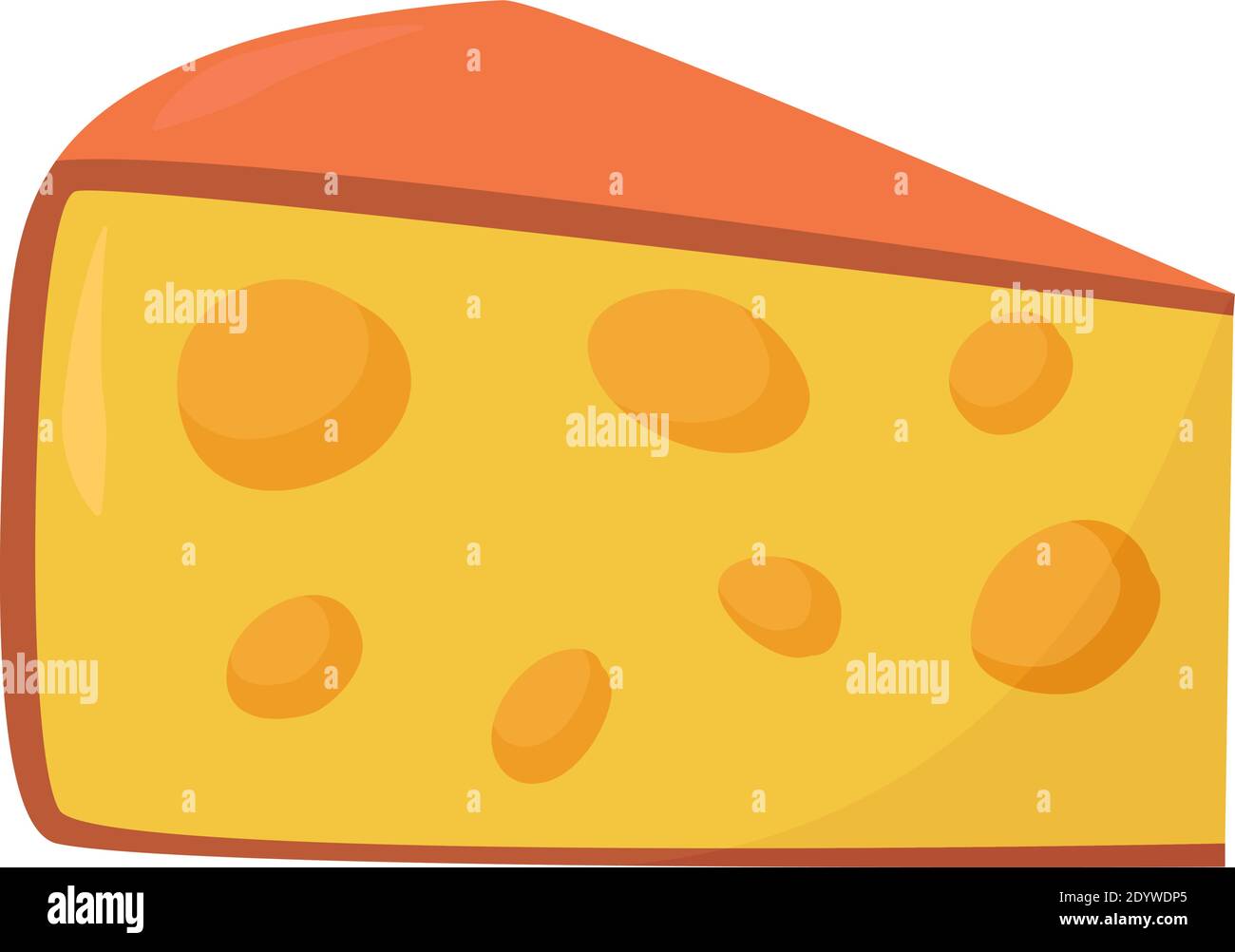 Slice of cheese with holes, illustration, vector on a white background ...