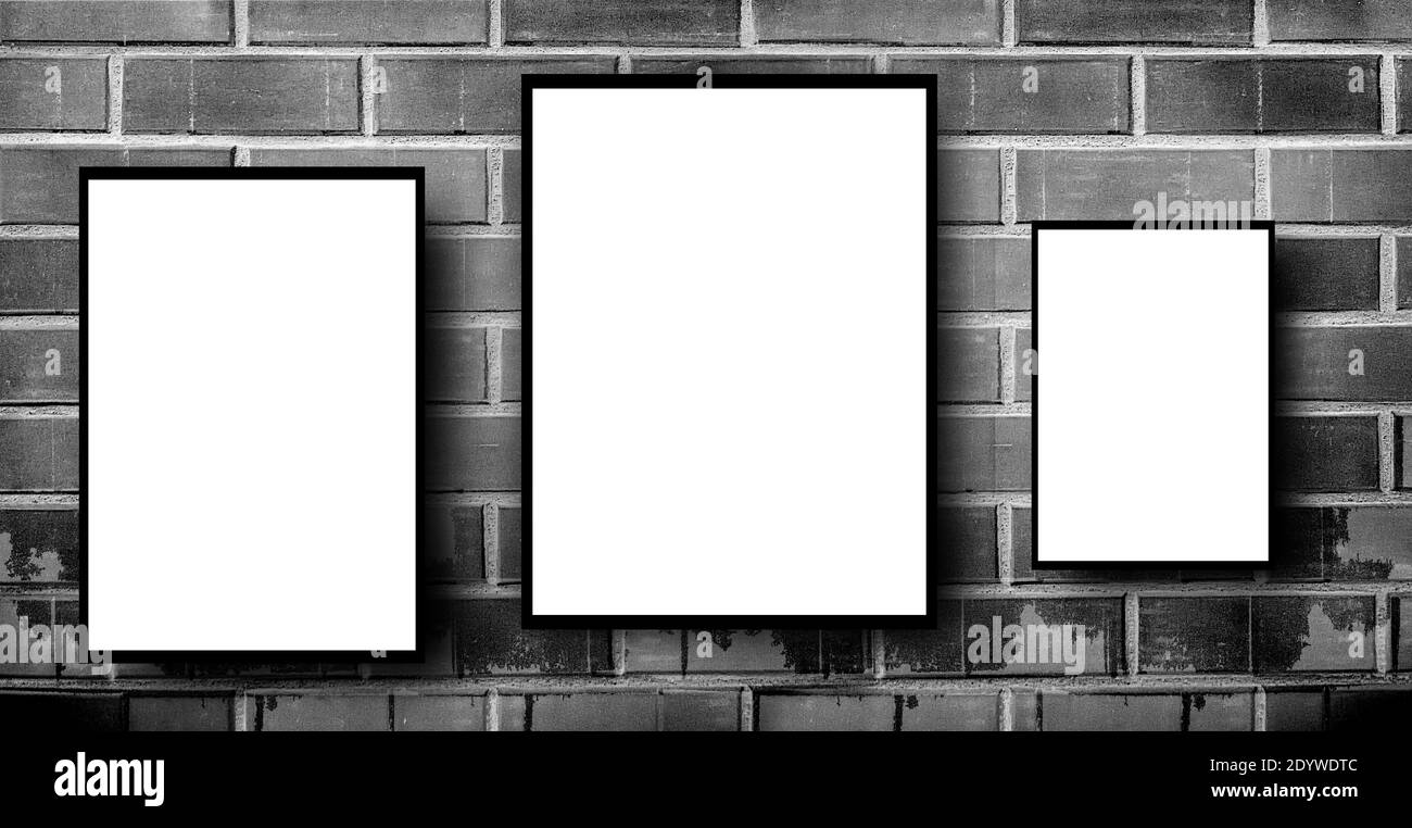 black and White frames on brick wall Stock Photo Alamy