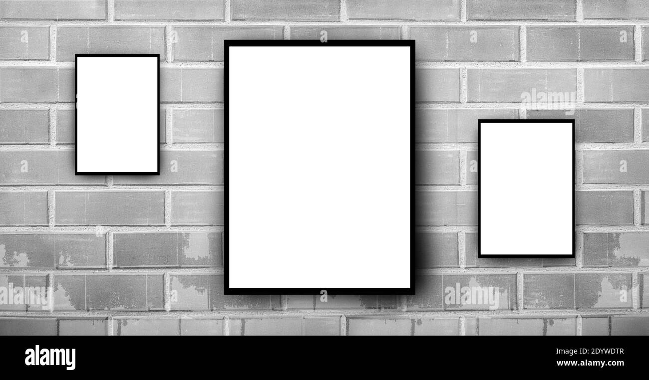 black and White frames on brick wall Stock Photo Alamy