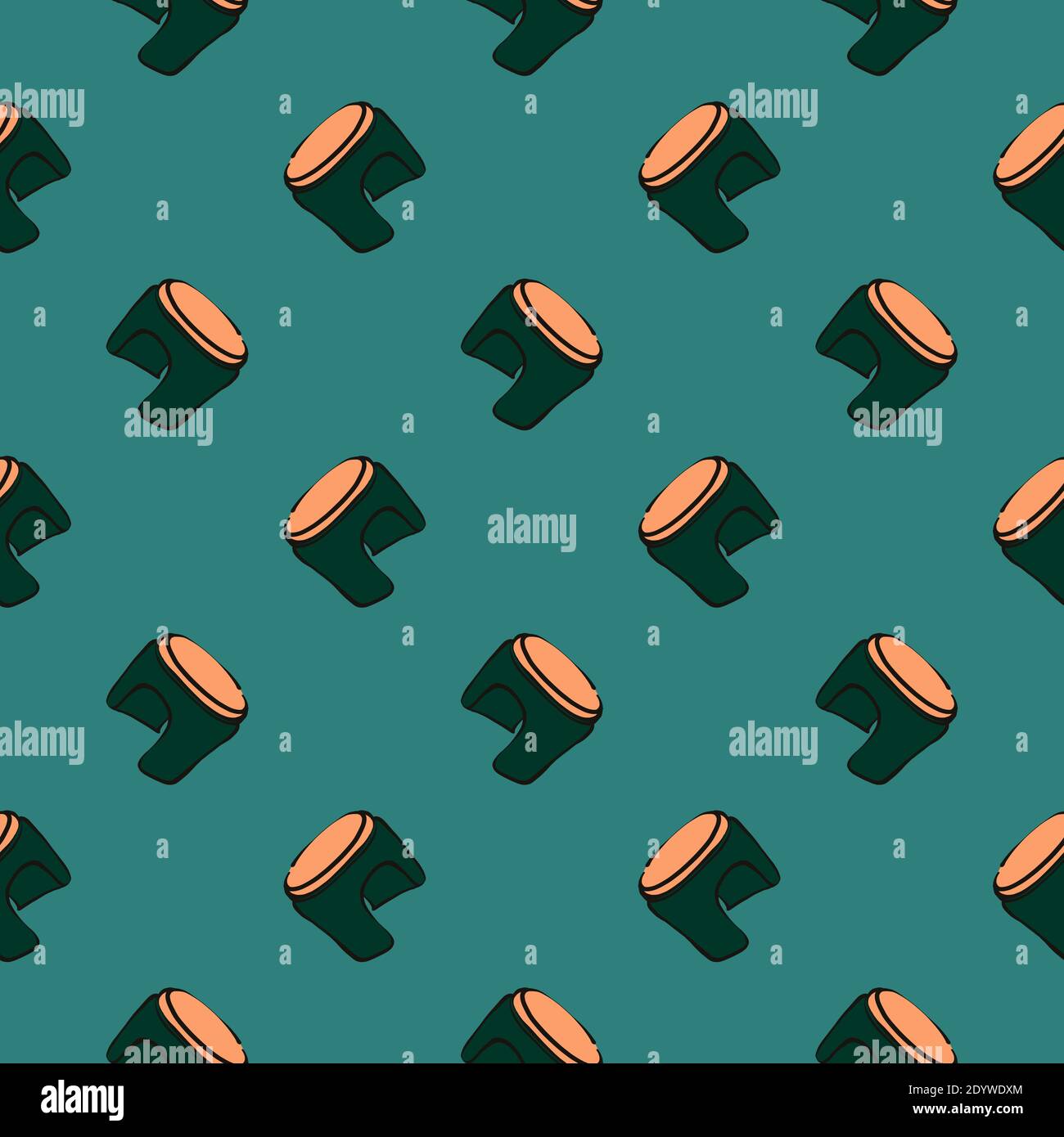Child chair,seamless pattern on dark green background. Stock Vector