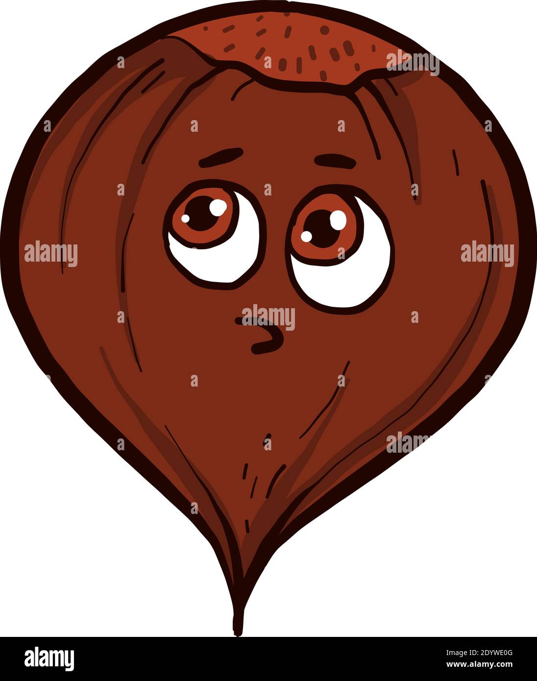 Scared chestnut, illustration, vector on a white background. Stock Vector