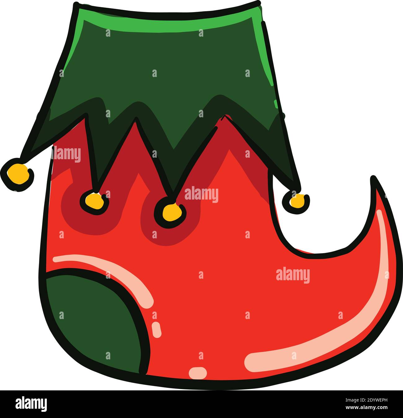 Elf boot, illustration, vector on a white background Stock Vector Image