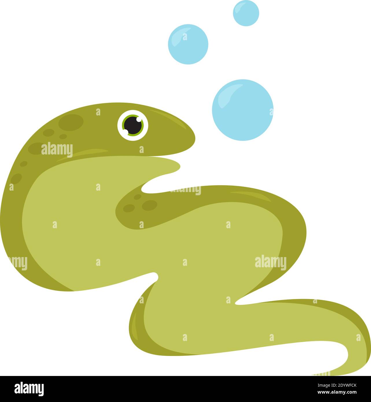 Green eel, illustration, vector on a white background. Stock Vector