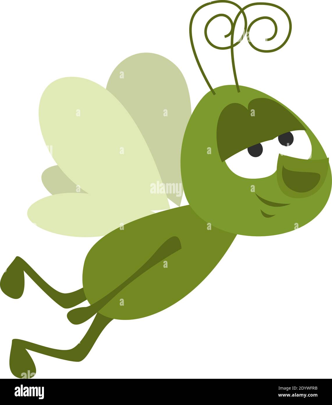Flying grasshopper, illustration, vector on a white background. Stock Vector