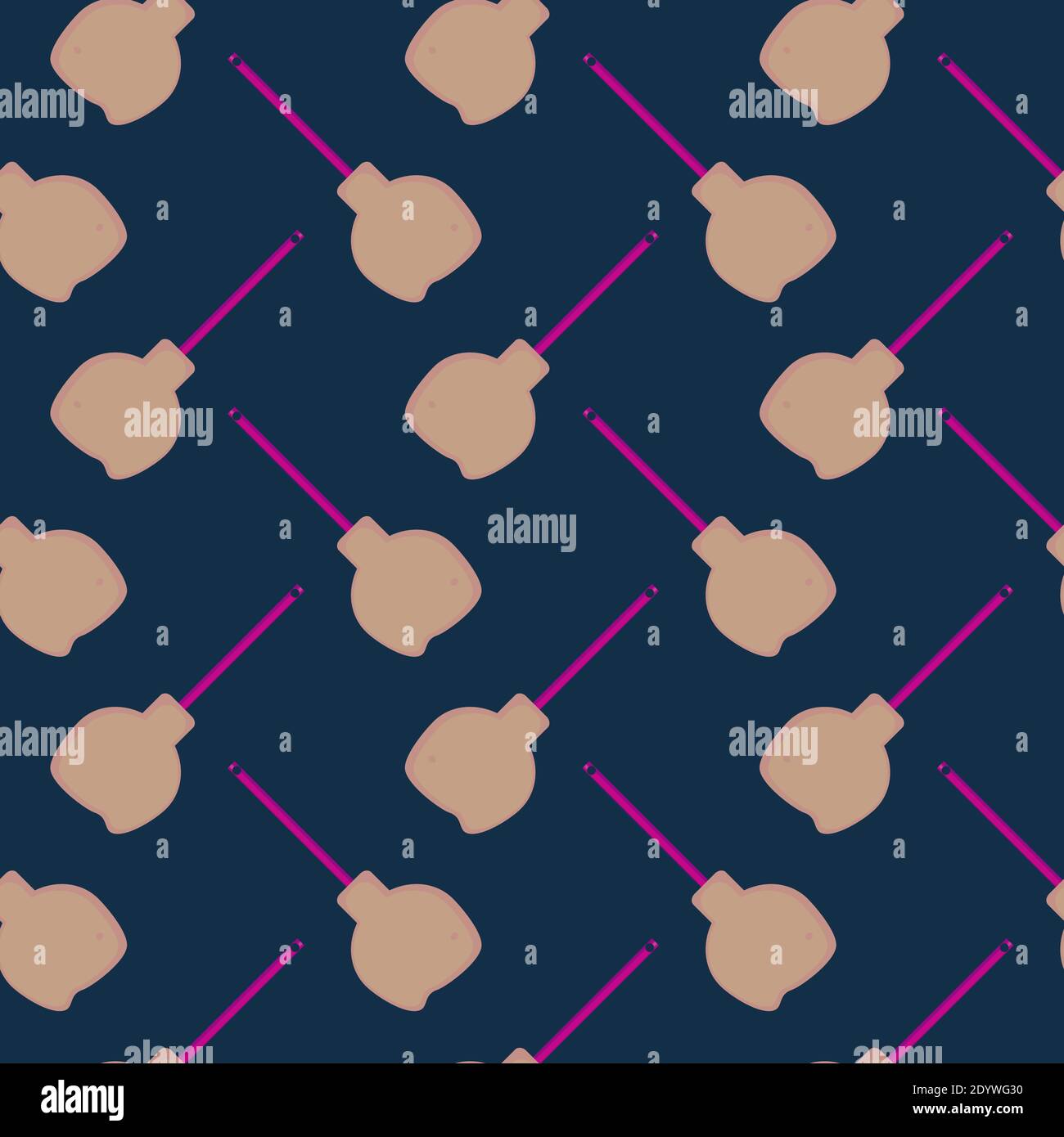 Purple broom,seamless pattern on dark blue background. Stock Vector