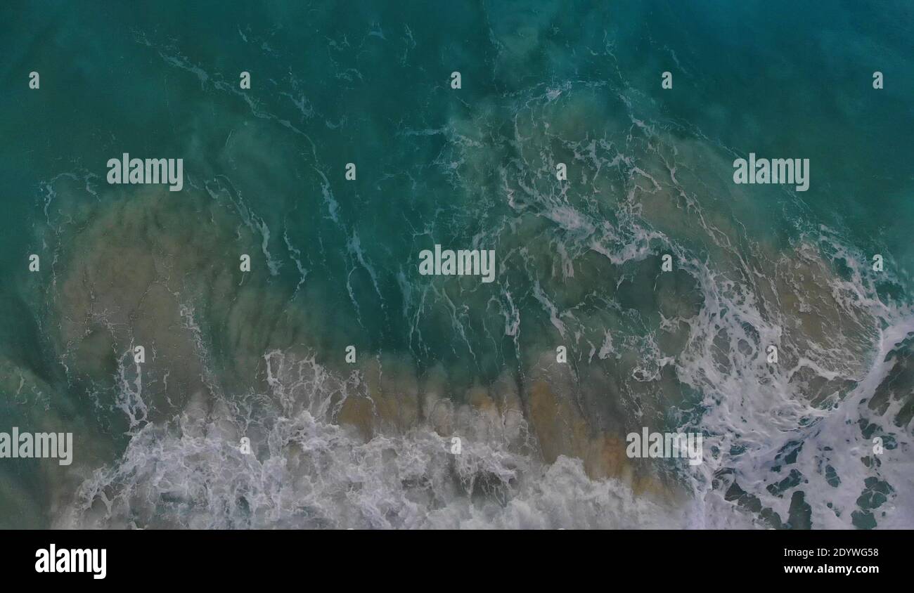 Aerial top view of beautiful beach panorama view, perfect turquoise