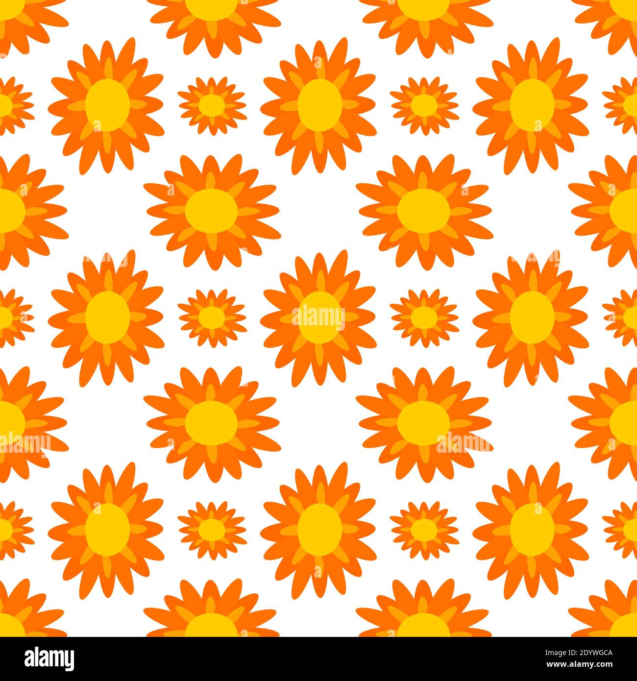 Flowers like sun,seamless pattern on white background. Stock Vector
