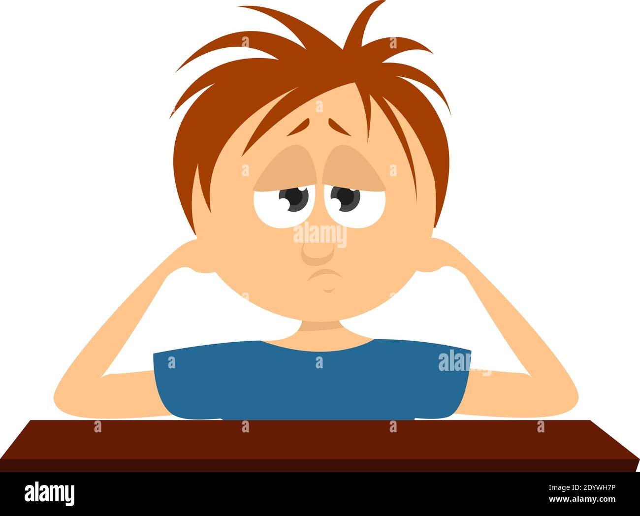 Boy with a head ache, illustration, vector on a white background Stock ...