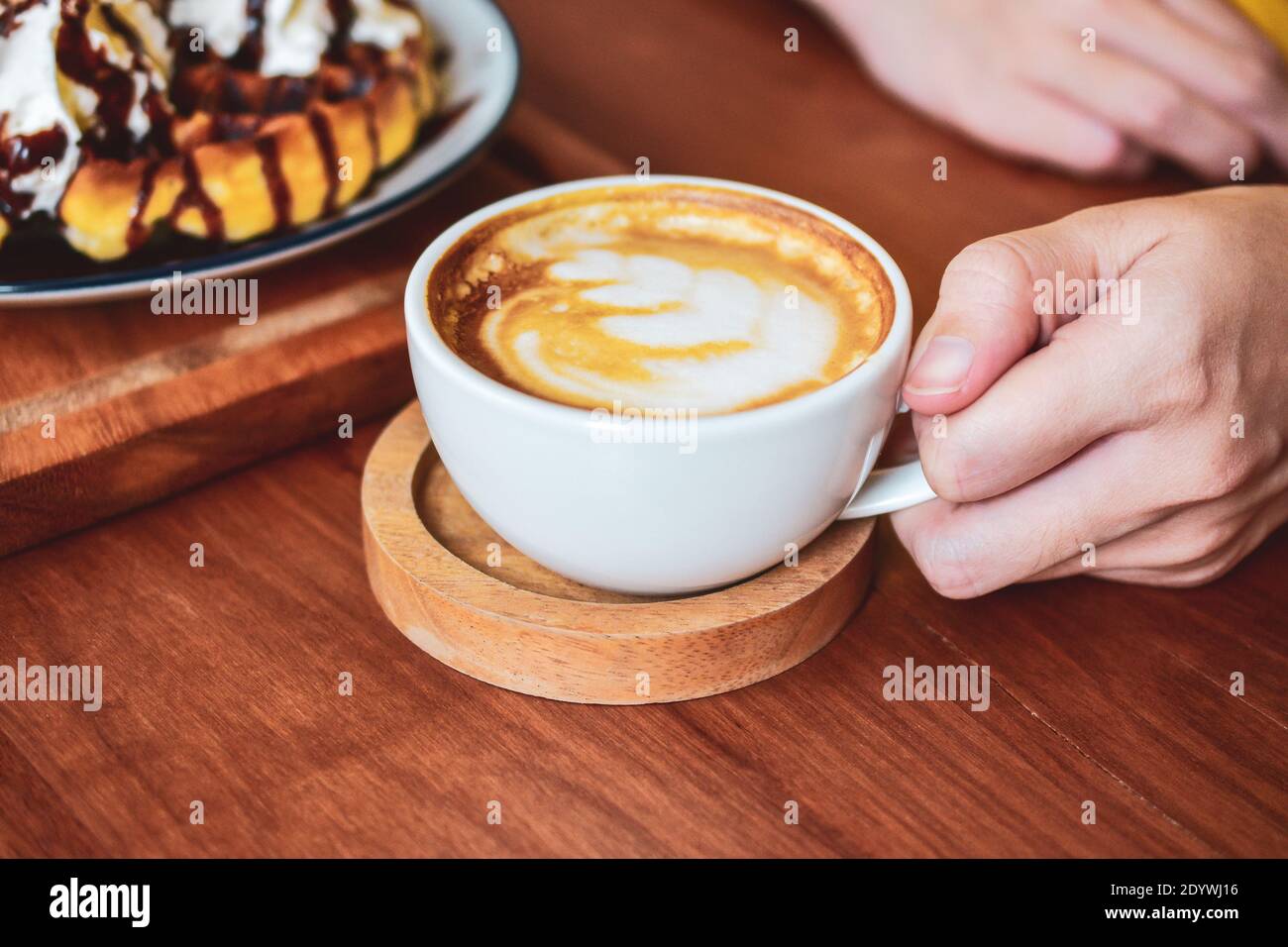People Drinking Coffee Latte Stock Photo Alamy