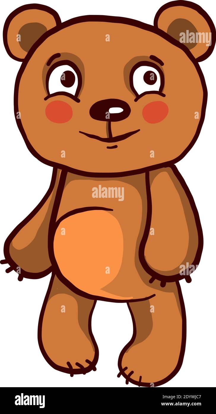 Cute brown teddy bear, illustration, vector on a white background Stock ...