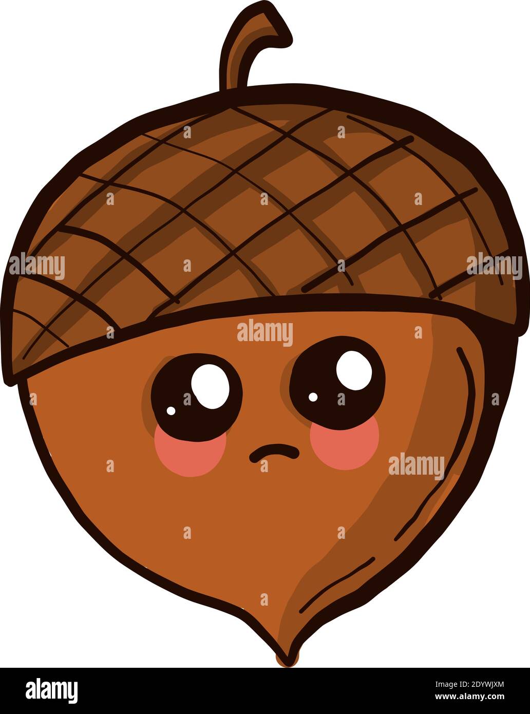 Sad acorn, illustration, vector on a white background. Stock Vector