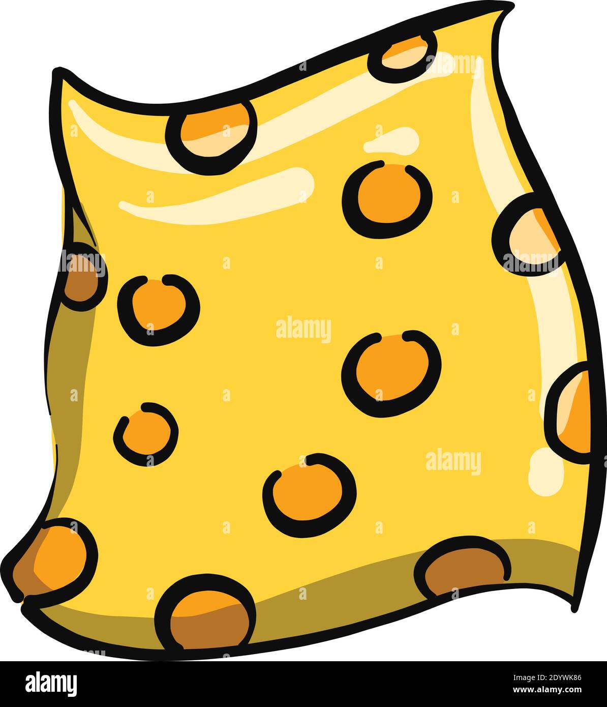 Yellow pillow, illustration, vector on a white background. Stock Vector