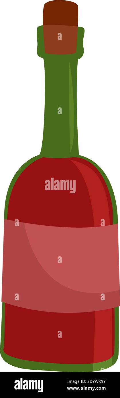 Bottle of red wine, illustration, vector on a white background Stock ...
