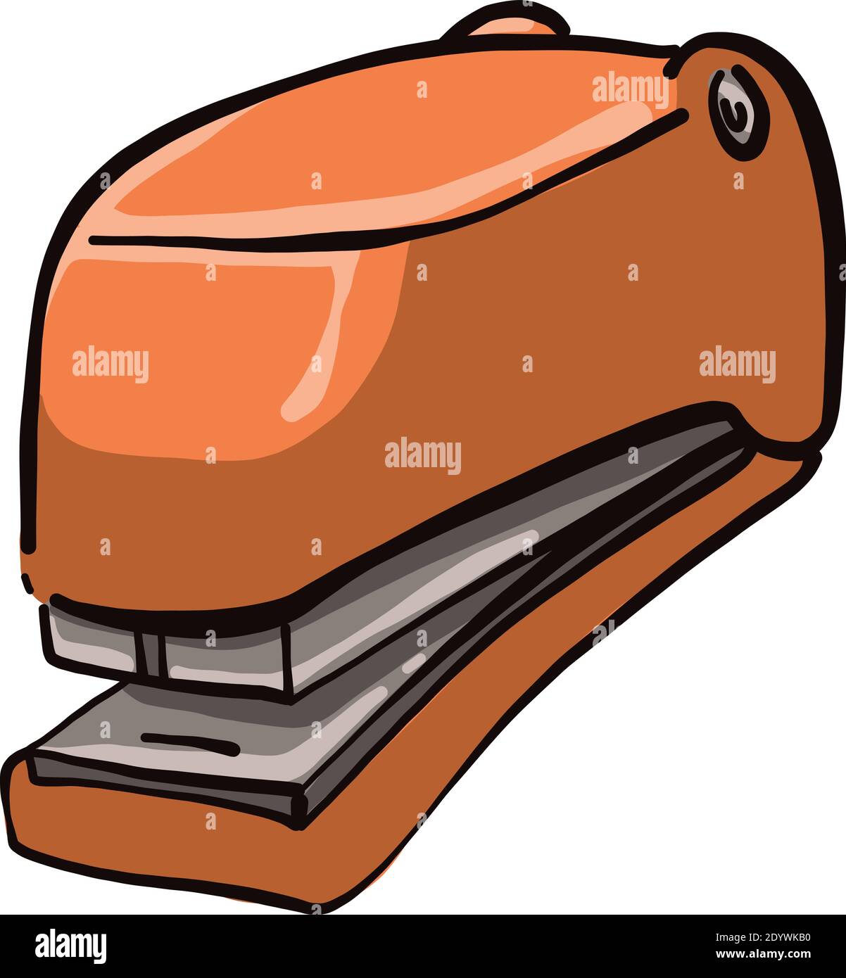 Orange stapler, illustration, vector on a white background Stock Vector