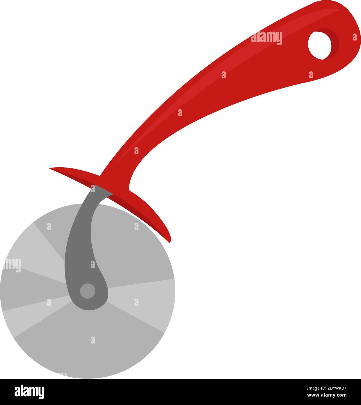 Red pizza cutter, illustration, vector on a white background. Stock Vector