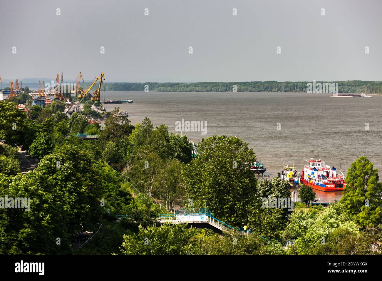 Danube River at Ruse, The border with Romania, Ruse, Ruse province, Bulgaria, Southeast Europe, Europe Stock Photo