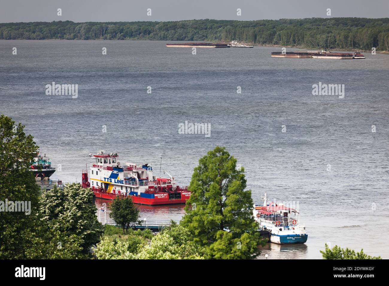 Danube River at Ruse, The border with Romania, Ruse, Ruse province, Bulgaria, Southeast Europe, Europe Stock Photo