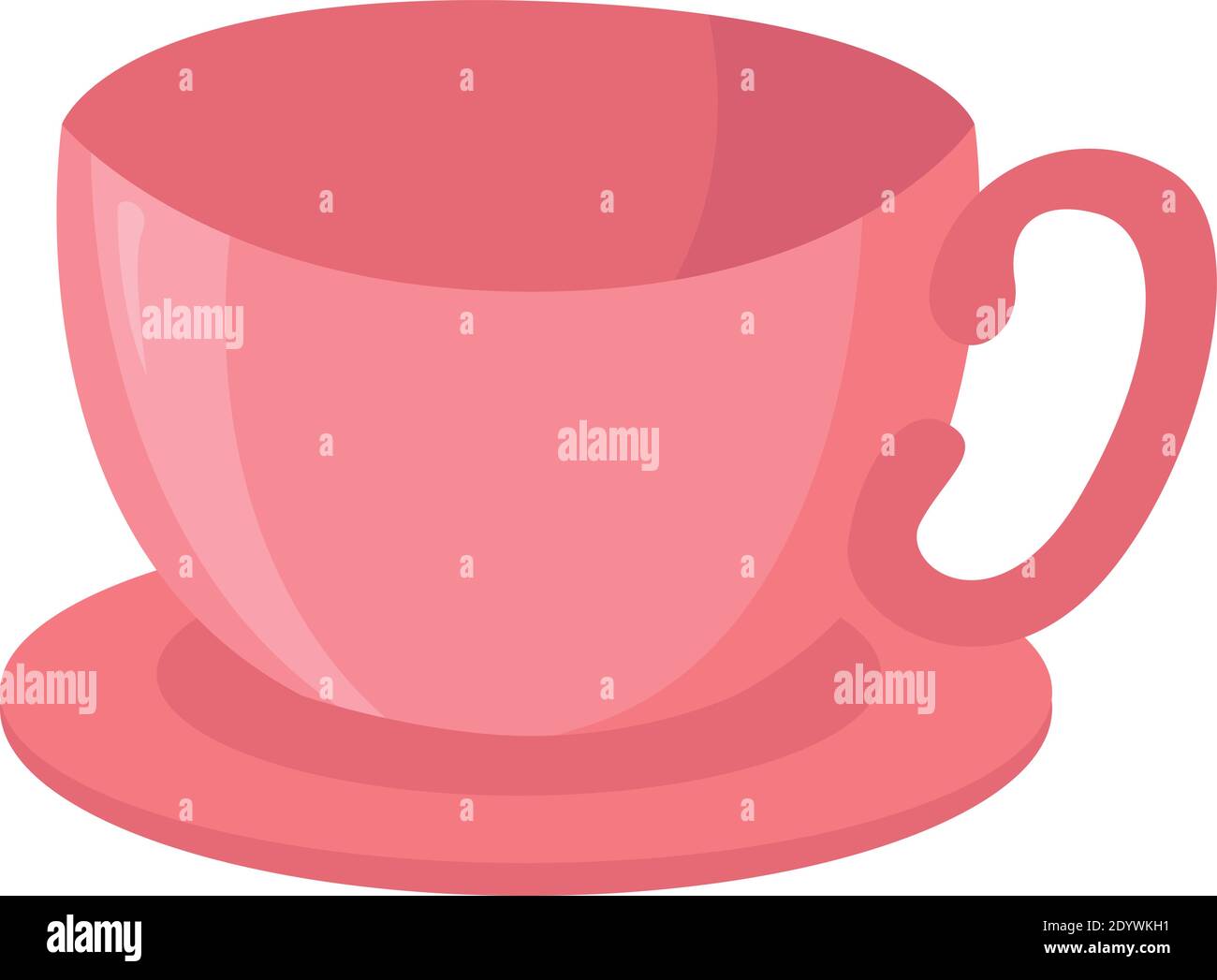 Pink tea cup, illustration, vector on a white background Stock Vector