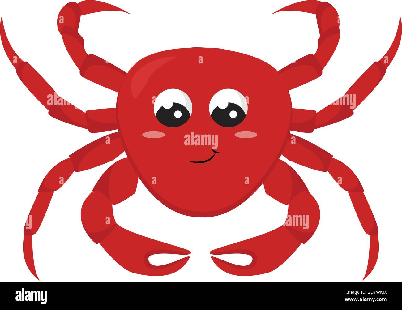 Red smiling crab, illustration, vector on a white background. Stock Vector
